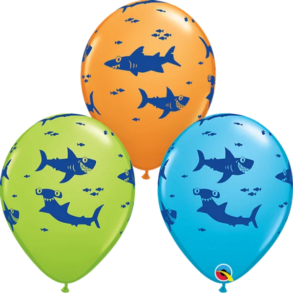 Fun Sharks! 3 latex balloons