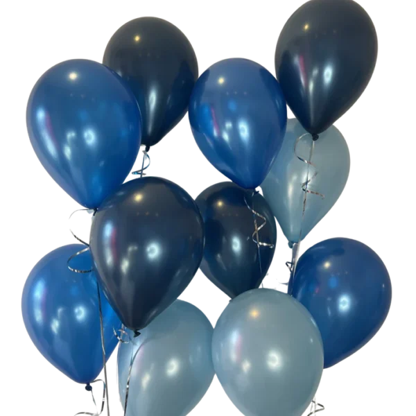 3 shades of blue - 12 x 28cm latex balloons