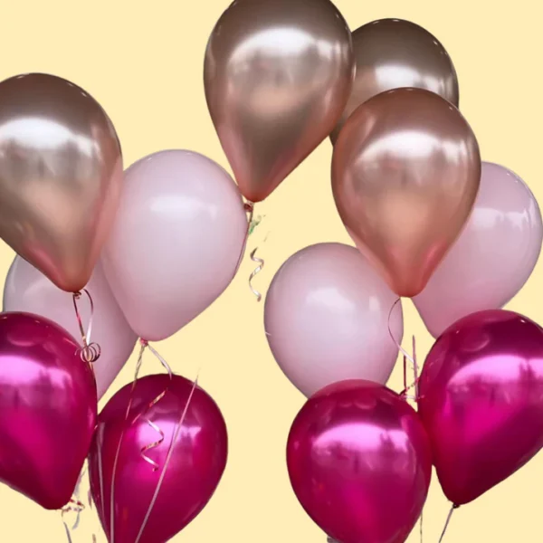 3 shades of pink - 12 x 28cm latex balloons